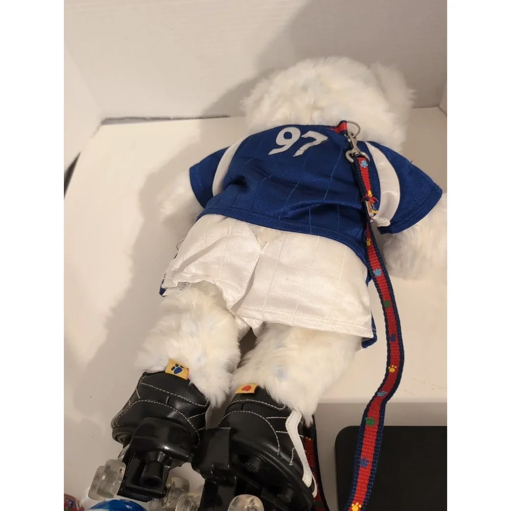 Vintage 1997 Build-a-Bear Plush‎ w/Blue & White Fifa Soccer Outfit, Skates RARE